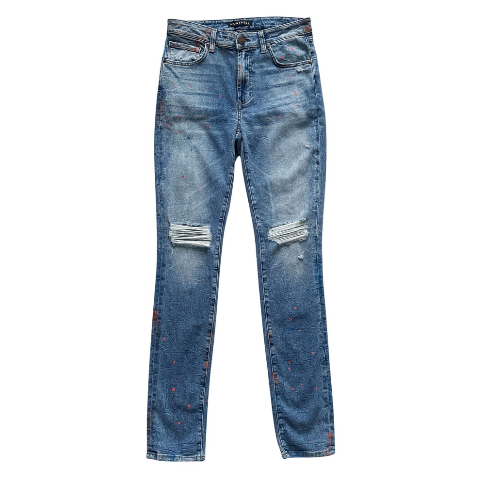 MONFRERE Men's Greyson Jeans Distressed Paint Splatter Slim Fit Size 30 31x33‎